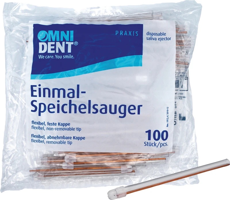 Omni Speichelsauger  Packung  100 Stück feste Kappe transparent