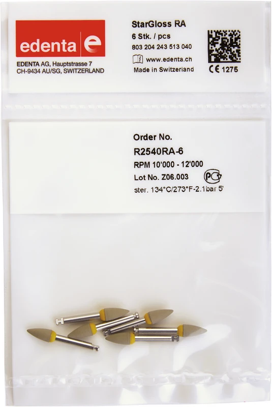 StarGloss  Packung  6 Stück grau, RA, Figur 243 Spitze, 10 mm, ISO 040