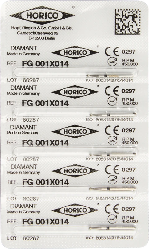 Diamantschleifer 001  Packung  5 Stück schwarz x-grob, FG, Figur 001, schwarz ISO 014