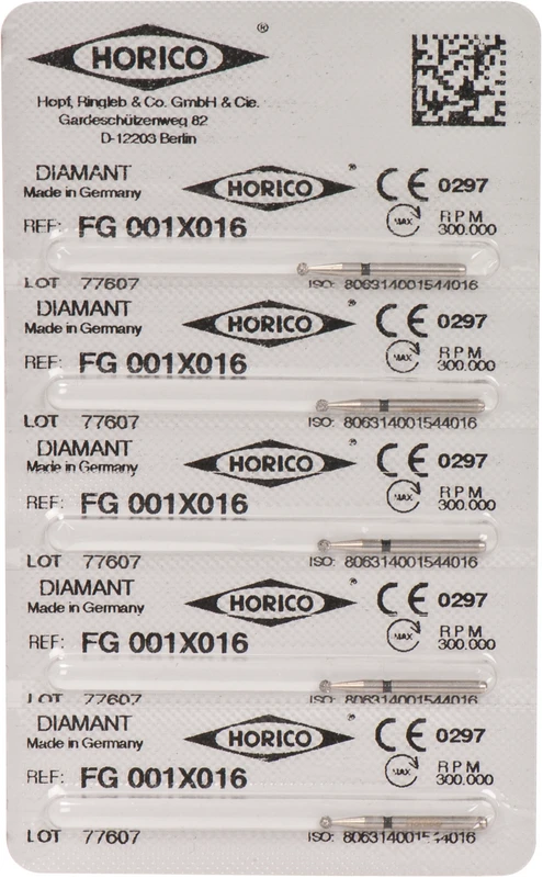 Diamantschleifer 001  Packung  5 Stück schwarz x-grob, FG, Figur 001, schwarz ISO 016