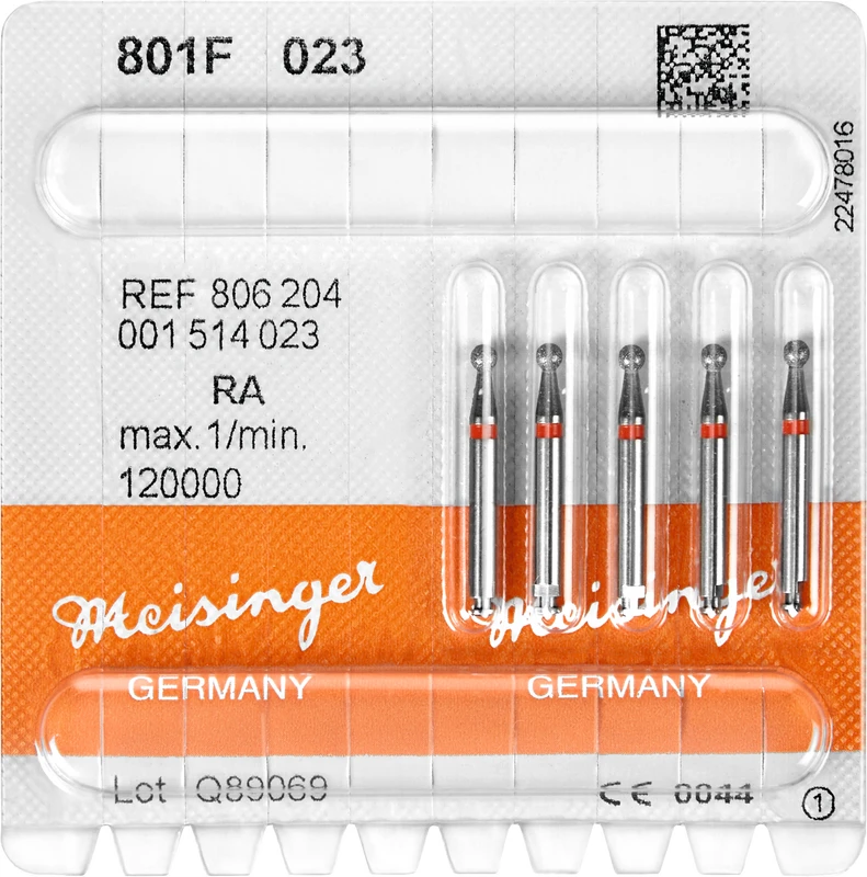 Diamanten 801  Packung  5 Stück rot fein, RA, Figur 001 Rund, ISO 023