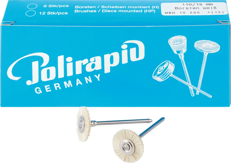 Miniaturbürsten  Packung  12 Stück HP, Chungking Borste weiß, Ø 19 mm