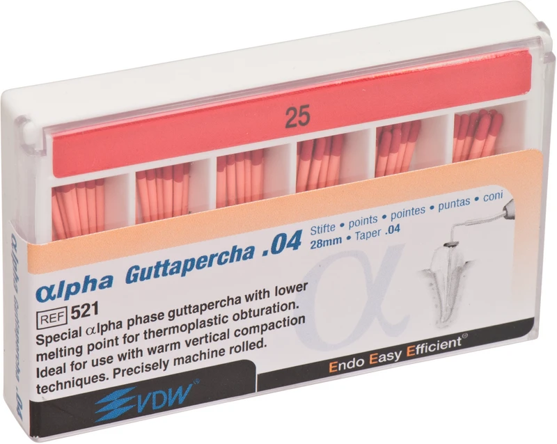 lpha Guttapercha  Packung  60 Stück 28 mm, Taper.04 ISO 025