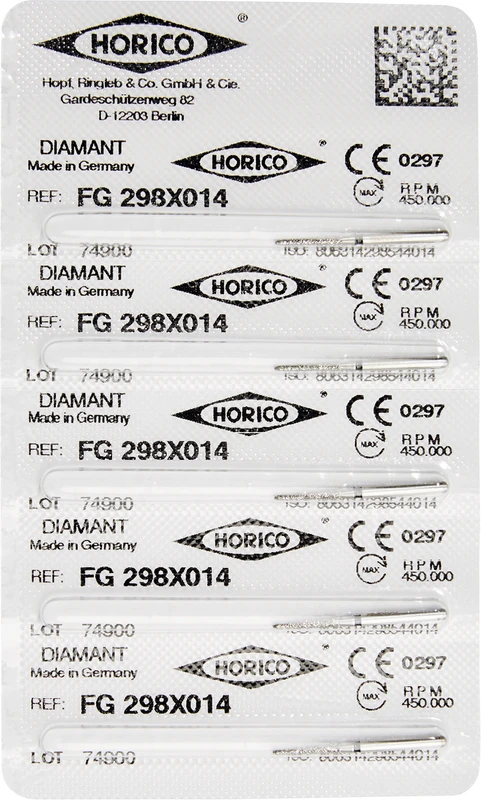 Diamantschleifer 298  Packung  5 Stück schwarz x-grob, FG, Figur 298, 8 mm, ISO 014