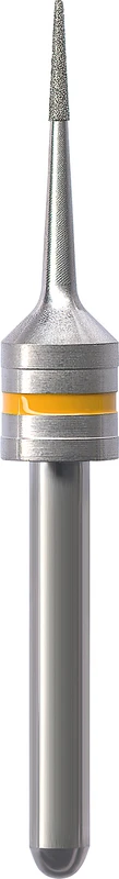 CAD\CAM Diamant Schleifer  Stück  diamantiert, gelb, Schaft-Ø 3 mm, Figur konisch, Kopflänge: 14 mm, ISO 004