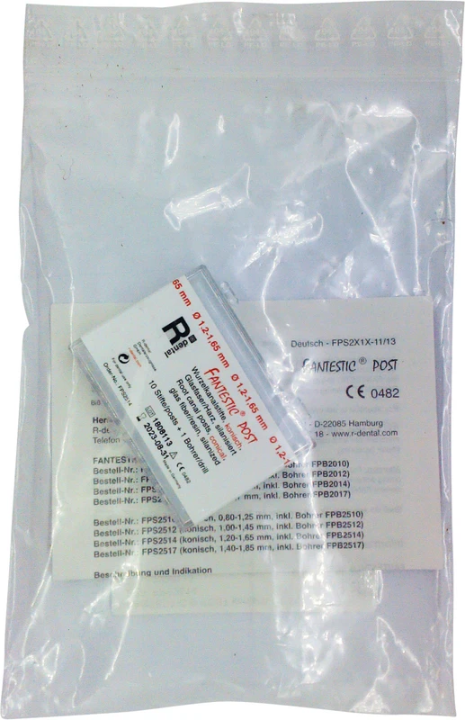FANTESTIC® POST  Packung  10 Wurzelstifte Ø 1,2-1,65 mm, 1 Wurzelkanalbohrer (blauer Ring)