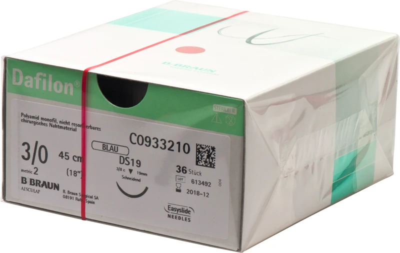 Dafilon®  Packung  36 Stück blau, 45 cm, DS19, 3\8 Kreis, schneidend, 19 mm, USP 3\0