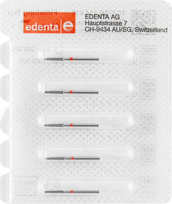 HM-Finierer TC375R  Packung  5 Stück rot, 12 Schneiden, FG, Figur 198 Konus Kante rund, 8 mm, ISO 016