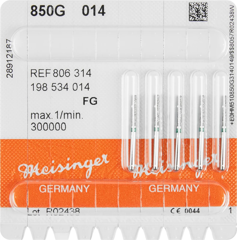 Diamanten 850  Packung  5 Stück grün grob, FG, Figur 198 Konus rund, 8 mm ISO 014