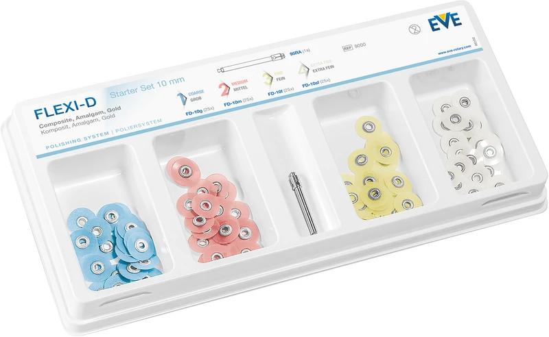 EVE FLEXI - D  Starterkit  100 Stück unm. (25 x blau, 25 x rosa, 25 x gelb, 25 x weiß), 10 mm, 1 Mandrell