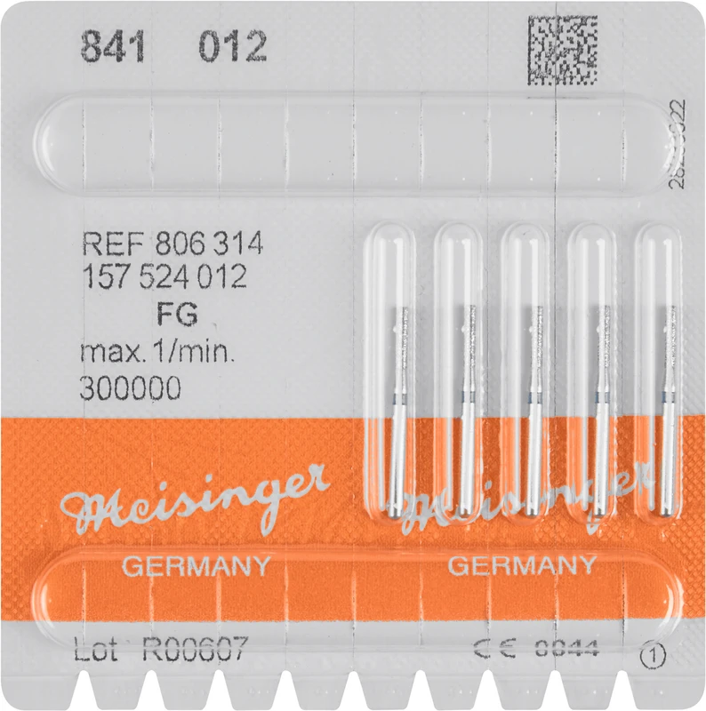 Diamanten 841  Packung  5 Stück blau mittel, FG, Figur 157 Zylinder abgerundet, 6 mm, ISO 012