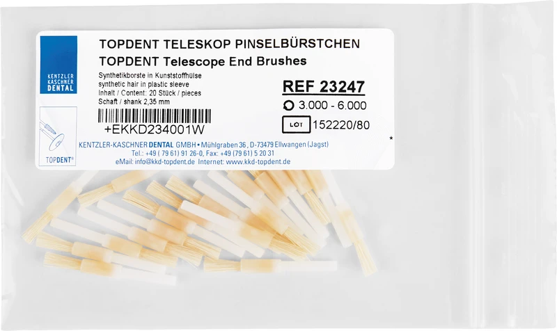 TOPDENT Teleskop Pinselbürstchen  Packung  20 Stück Synthetikborste in Kunststoffhülse, HP