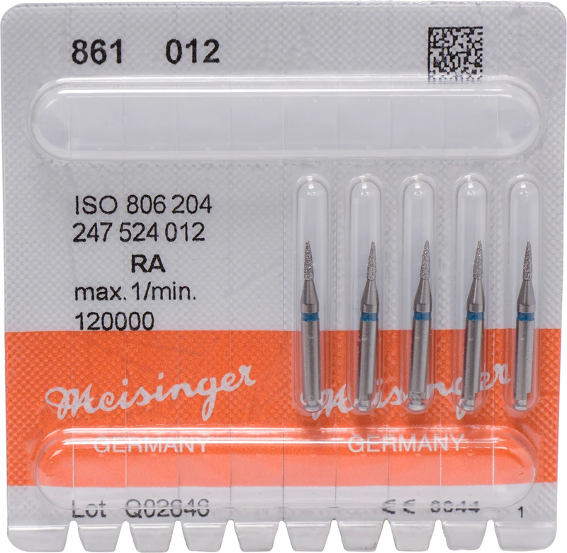 Diamanten 861  Packung  5 Stück blau mittel, RA, Figur 247 Flamme, 5 mm, ISO 012