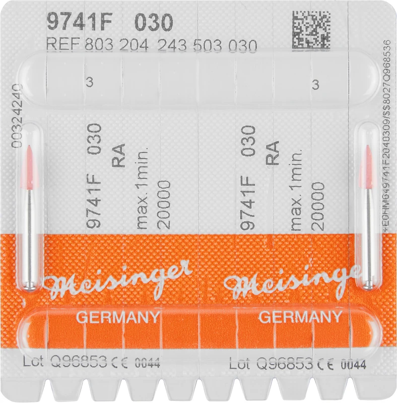 Diamantpolierer 9741  Packung  2 Stück rosa fein, FG, Figur 243, 7,5 mm, ISO 030