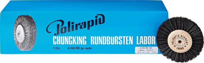 Labor Rundbürsten  Packung  12 Stück mit HK, 4-reihig, Chungking schwarz, breit, Kern: Ø 40 mm, Außen: Ø 80 mm