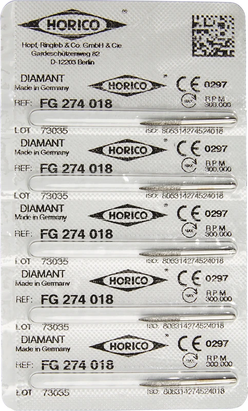 Diamantschleifer 274  Packung  5 Stück FG, Figur 274, 10 mm, ISO 018