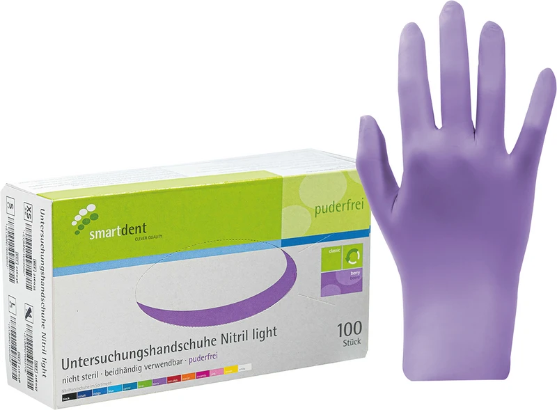 smart Nitrilhandschuhe light  Packung  100 Stück puderfrei, berry, L