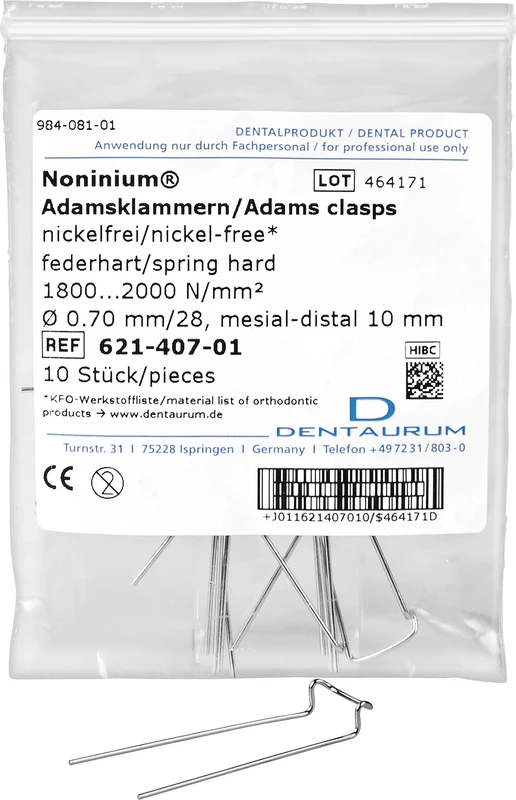 Noninium® Adamsklammern  Packung  10 Stück Länge 10 mm