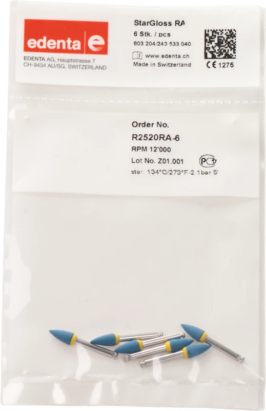 StarGloss  Packung  6 Stück blau, RA, Figur 243 Spitze, 10 mm, ISO 040