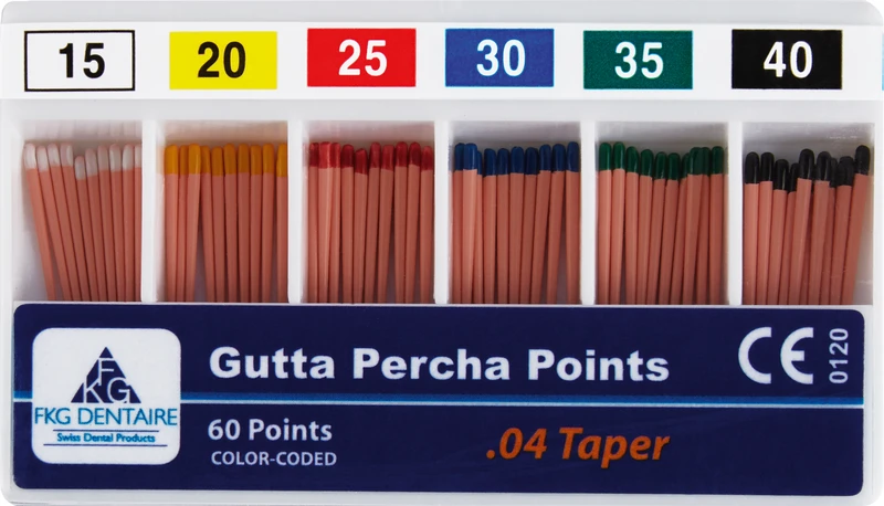 FKG Gutta Percha  Sortiment  60 Stück Taper.04 ISO 015-040