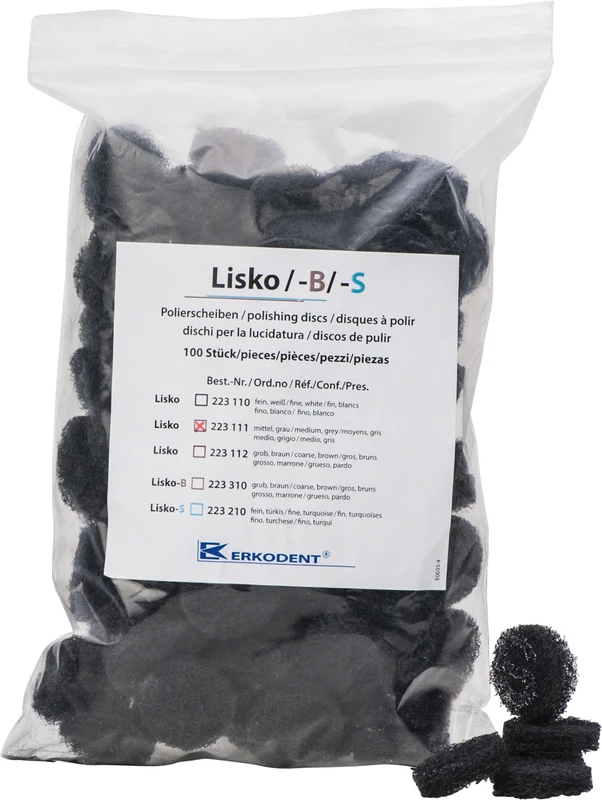 LISKO Polierer  Packung  100 Stück unmontiert, grau mittel, 4 Stützscheiben