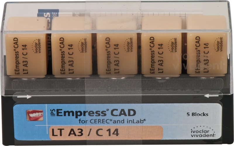 IPS Empress® CAD A-D for CEREC  Packung  5 Stück Gr. C14, A3 LT