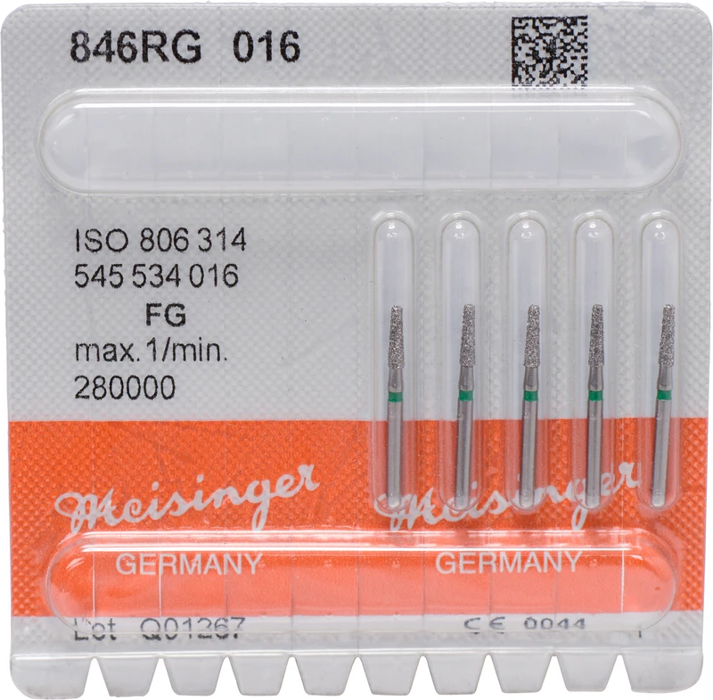 Diamanten 846  Packung  5 Stück grün grob, FG, Figur 545, Konus Kante abgerundet, 6 mm, ISO 016