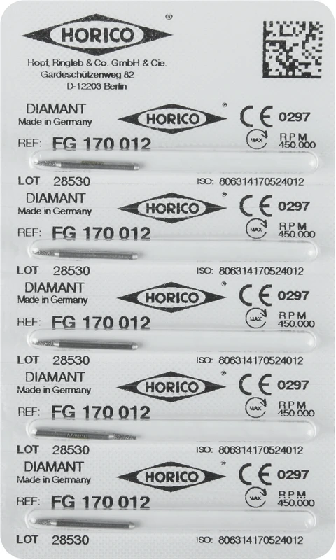 Diamantschleifer 170  Packung  5 Stück FG, Figur 170, 4 mm, ISO 012