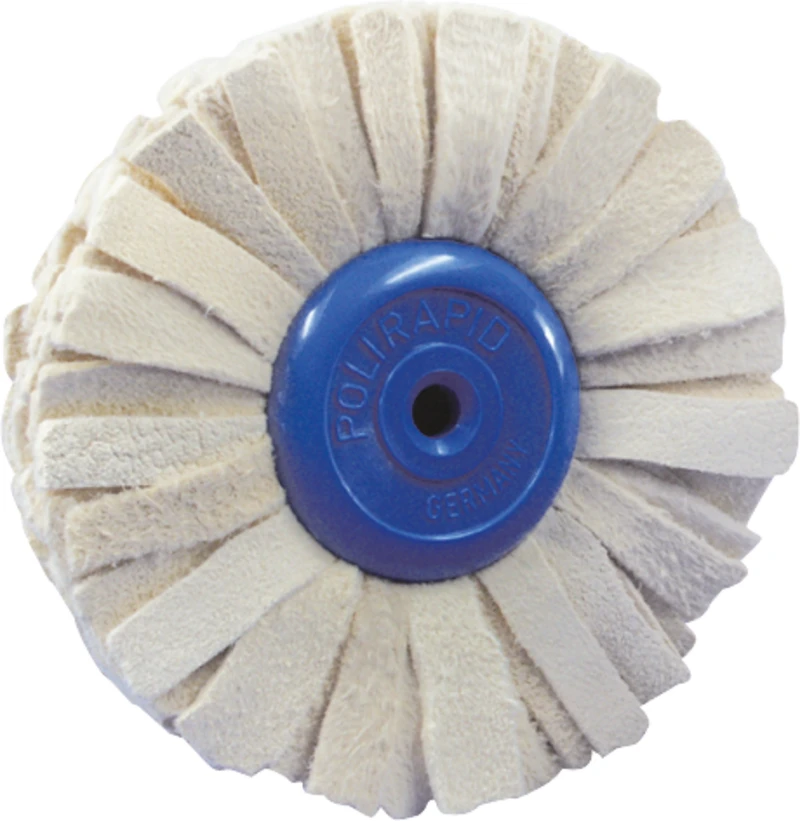 Rundbürsten Wildleder  Stück  mit Kunststoffkern, Wildleder (Chamois), Ø 90 mm, S: ca. 12 mm