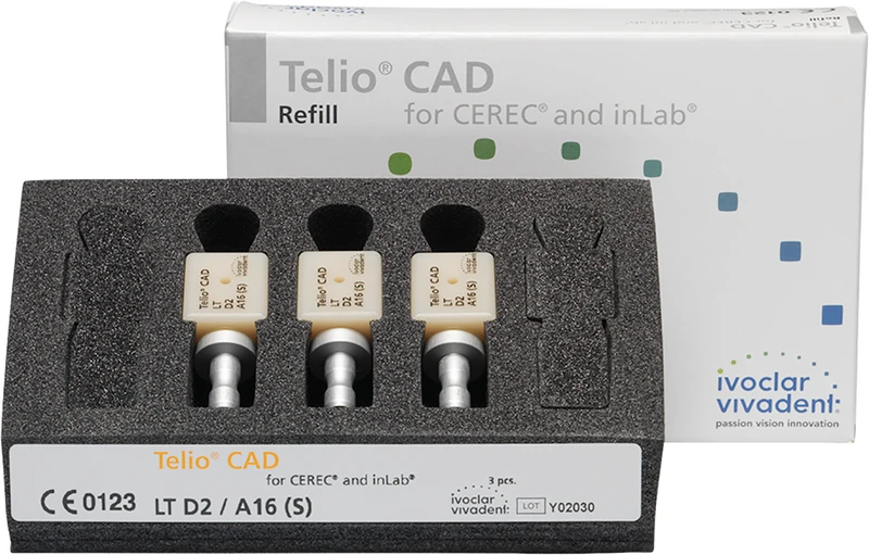Telio® CAD A16 for CEREC\inLab  Packung  3 Stück Gr. A16 S, D2 LT