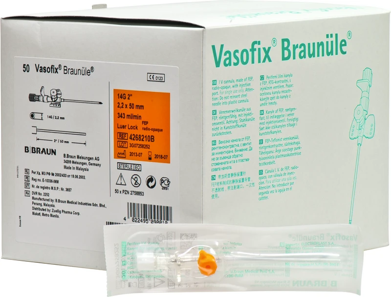 Vasofix® Braunüle®  Packung  50 Stück orange, G 14, 2,2 x 50 mm