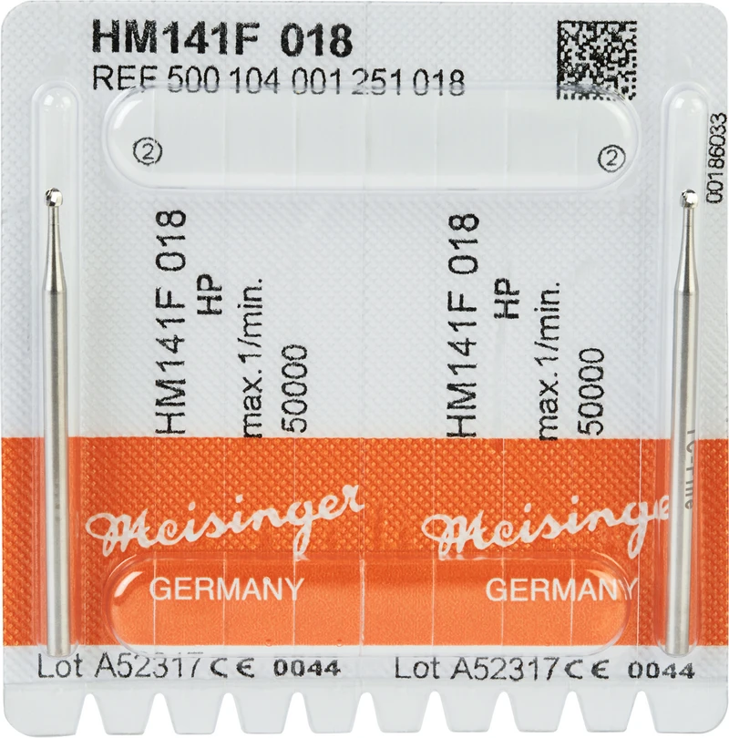 Chirurgie Fräser HM 141  Packung  2 Stück rot fein, HP, Figur 001, ISO 018