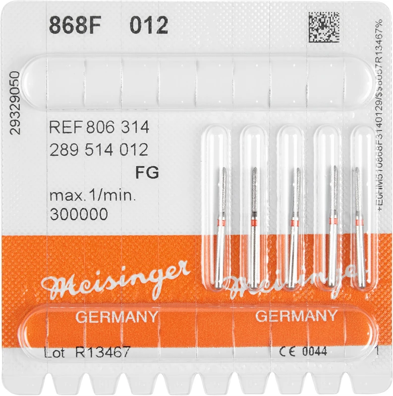Diamanten 868  Packung  5 Stück rot fein, FG, Figur 289 Torpedo, 8 mm, ISO 012