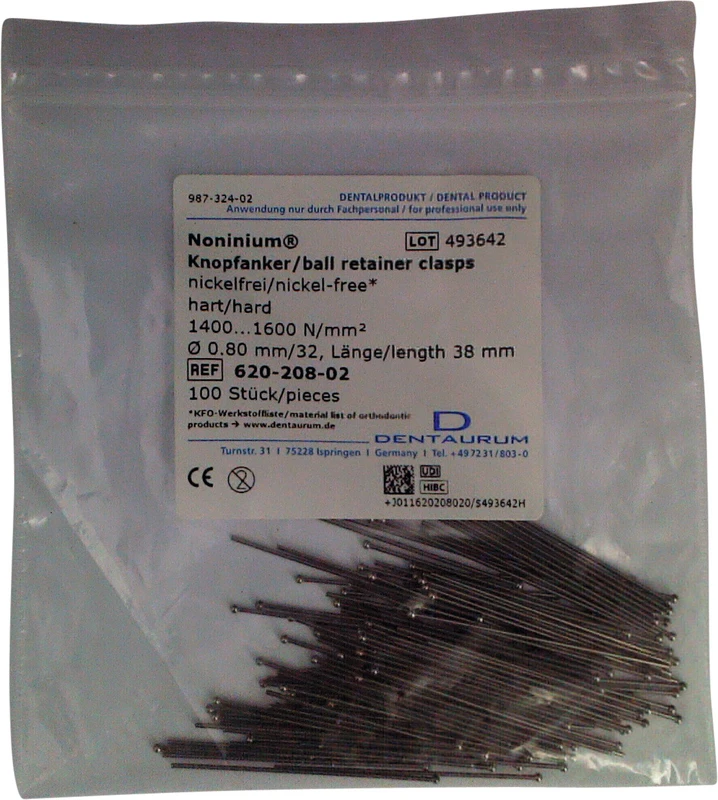 Noninium® Knopfanker  Packung  100 Stück Ø 0,8 mm