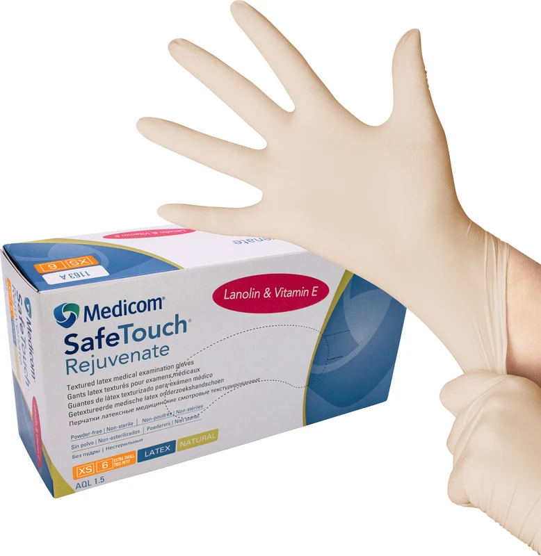 Medicom® SafeTouch® Rejuvenate Latex-Handschuhe  Packung  100 Stück puderfrei, natural, XS
