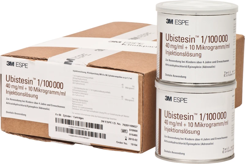 Ubistesin   Karton  6 Dosen x 50 Stück Kappe gold, 1:100.000
