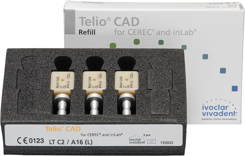 Telio® CAD A16 for CEREC\inLab  Packung  3 Stück Gr. A16 L, C2 LT