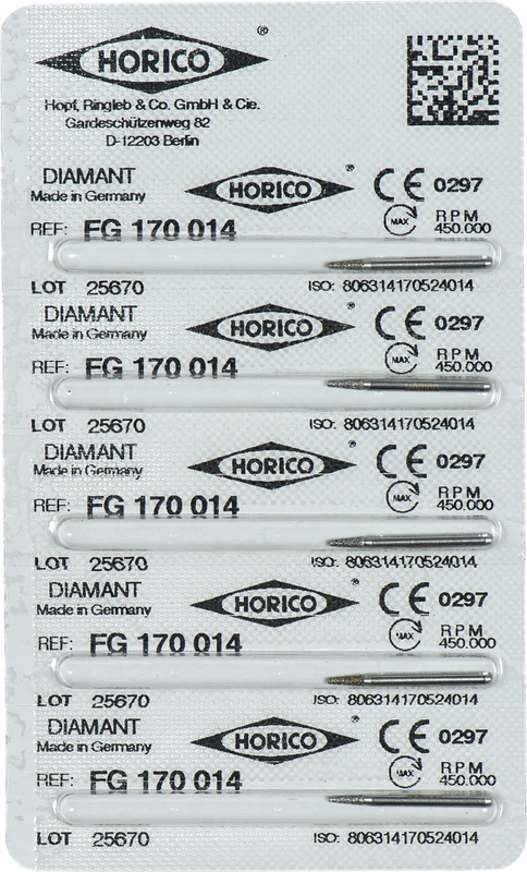 Diamantschleifer 170  Packung  5 Stück FG, Figur 170, 4 mm, ISO 014