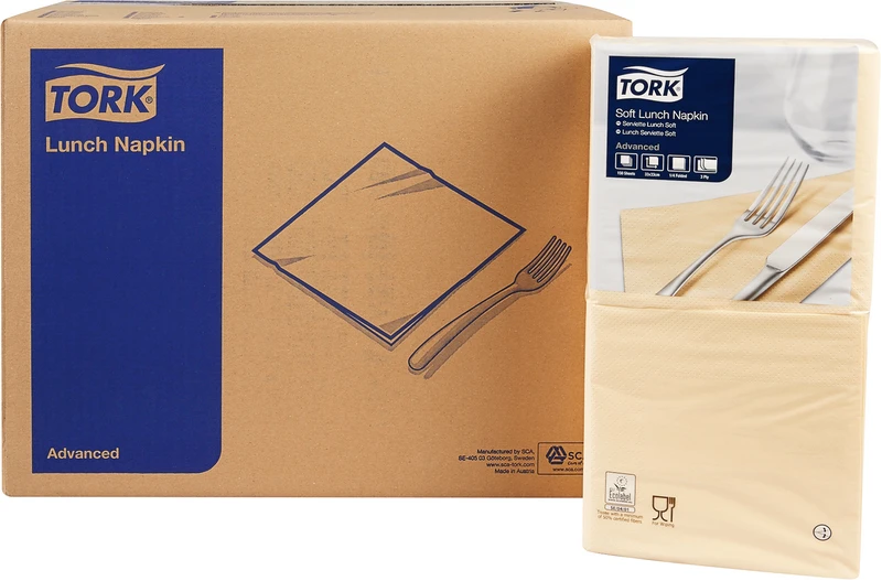 TORK® Soft Lunchservietten (1\4 Falz)  Karton  10 x 150 Stück sand