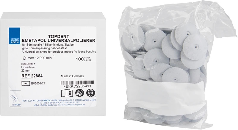 TOPDENT Emetapol  Packung  100 Stück weiß mittel, Linse Ø 22 mm