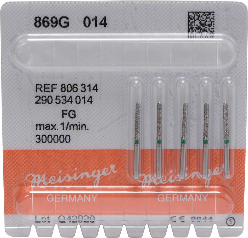 Diamanten 869  Packung  5 Stück grün grob, FG, Figur 290 Torpedo, 10 mm, ISO 014