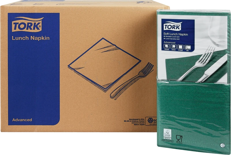 TORK® Soft Lunchservietten (1\4 Falz)  Karton  10 x 150 Stück dunkelgrün