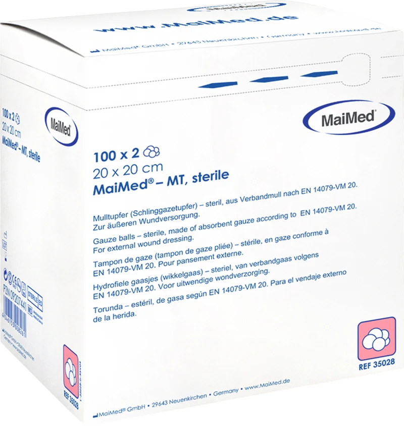 MaiMed®-MT steril   Packung  100 Blister x 2 Tupfer, 20 x 20 cm