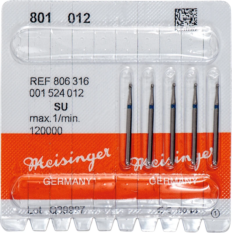 Diamanten 801  Packung  5 Stück blau mittel, FG XL, Figur 001 Rund, ISO 012