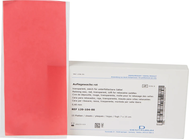 Auflegewachs  Packung  15 Stück rot, 0,4 mm
