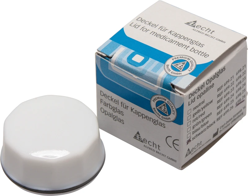 Kappengläser aus Simplex-Opalglas  Stück  Ersatz-Deckel mit schwarzem Ring