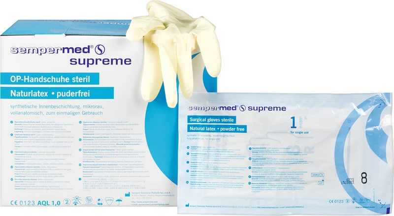 Sempermed® supreme  Packung  50 Paar puderfrei, naturweiß, Größe 8