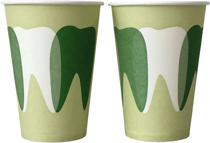 Mundspülbecher Hartpapier  Karton  2.000 Stück Zahndesign grün
