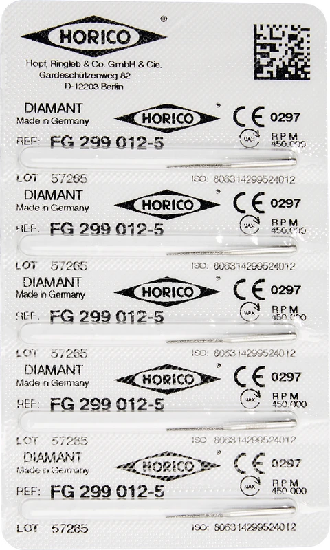 Diamantschleifer 299  Packung  5 Stück FG, Figur 299, 10 mm, ISO 012