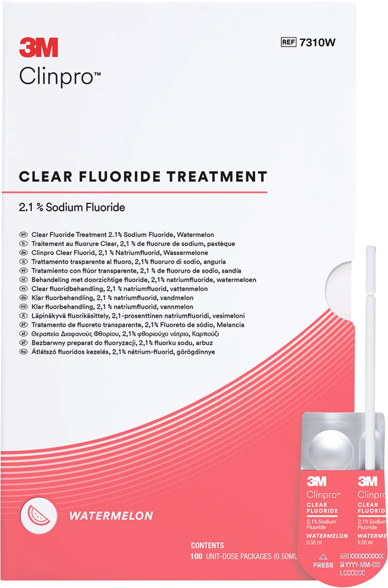 Clinpro Clear Fluorid   Packung  100 x 0,5 ml Single Dose Wassermelone, Zubehör